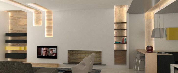 LVG 11 Project of a kitchen and a open space living room in a private villa.